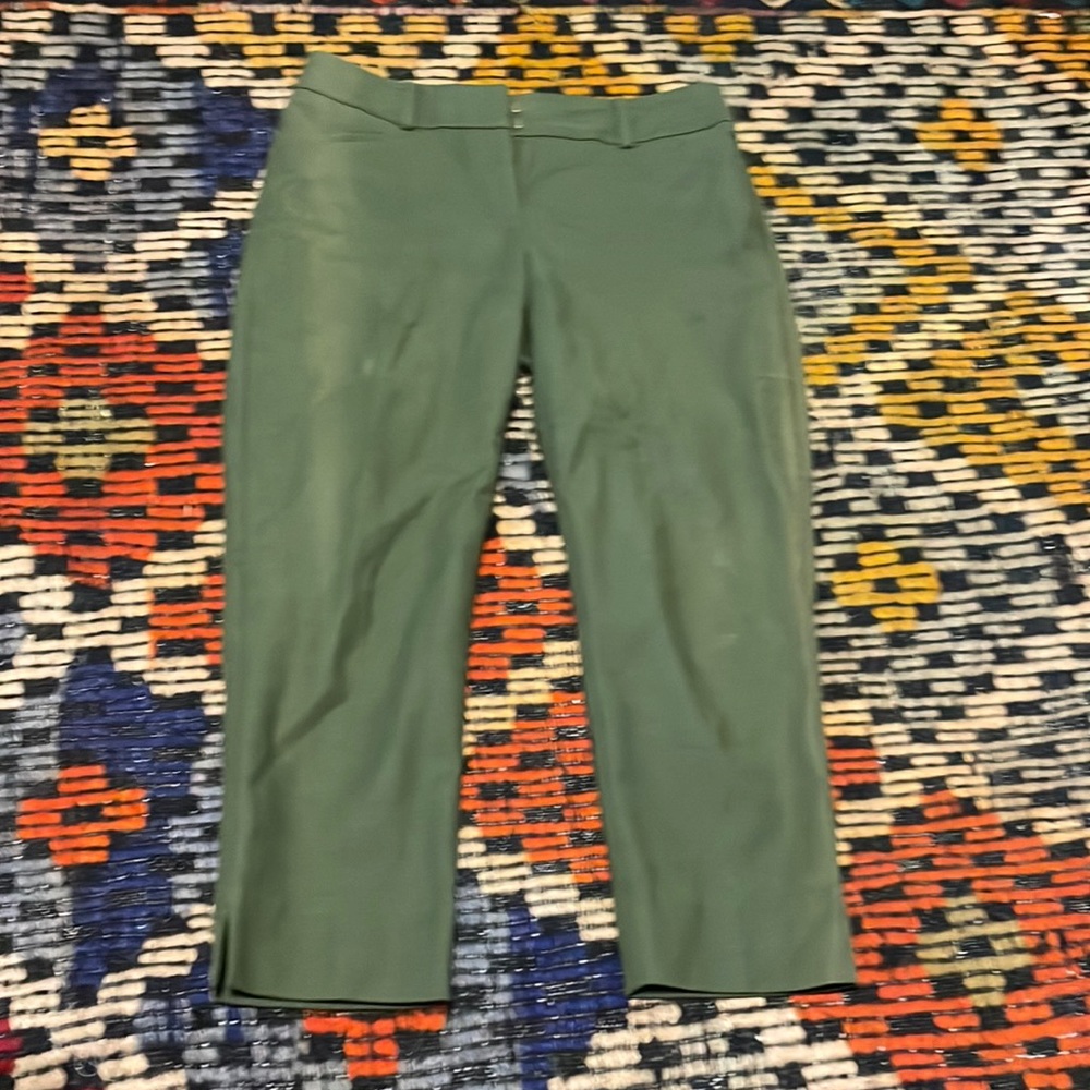 Loft olive green cropped pants- Riviera